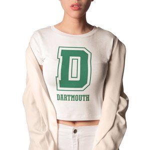 NEW Dartmouth College Big Logo Wordmark Form Fit Crop Top Shirt WHITE